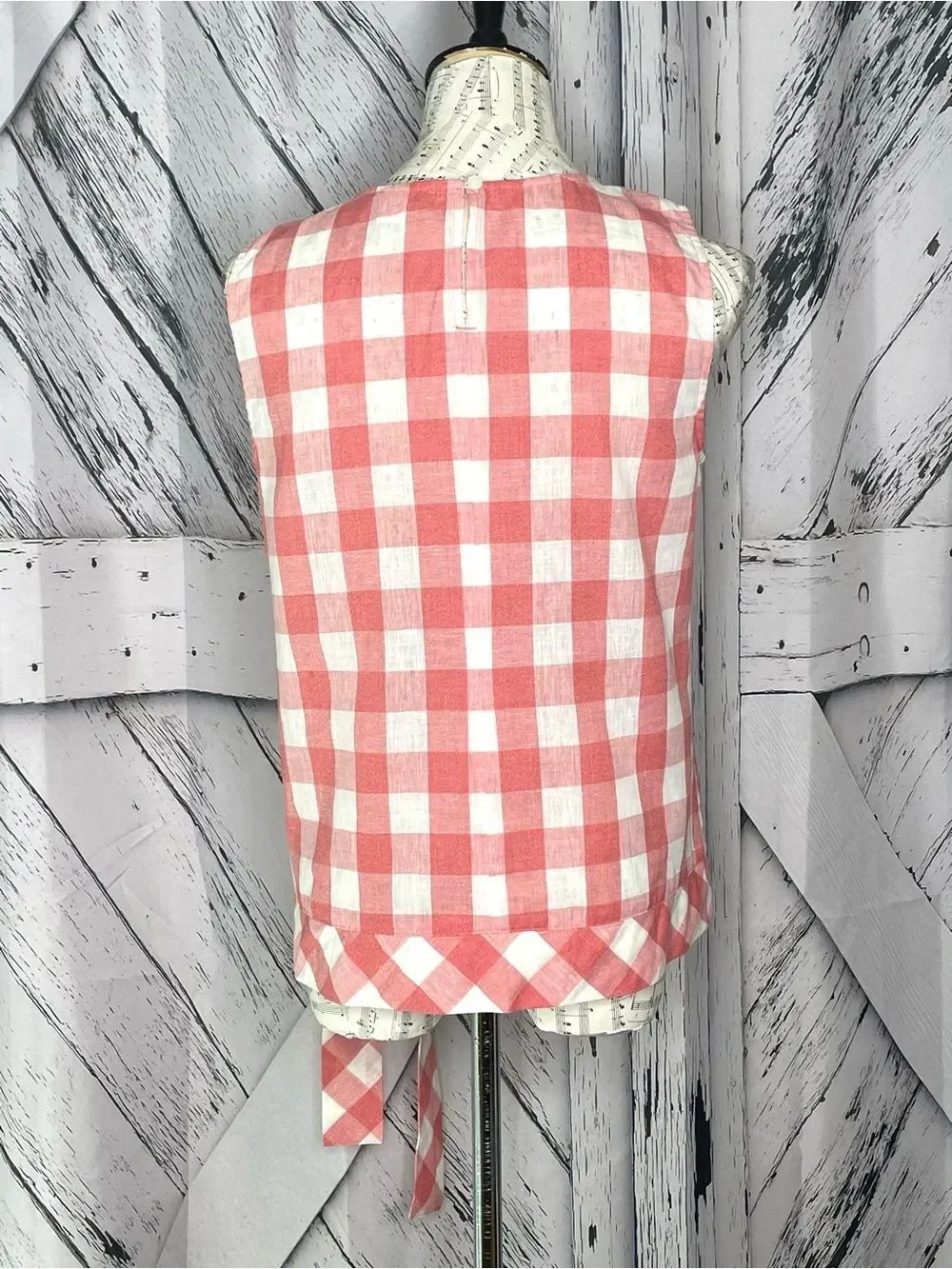 J. Crew Gingham Tie Bow Tank Top Sleeveless 6